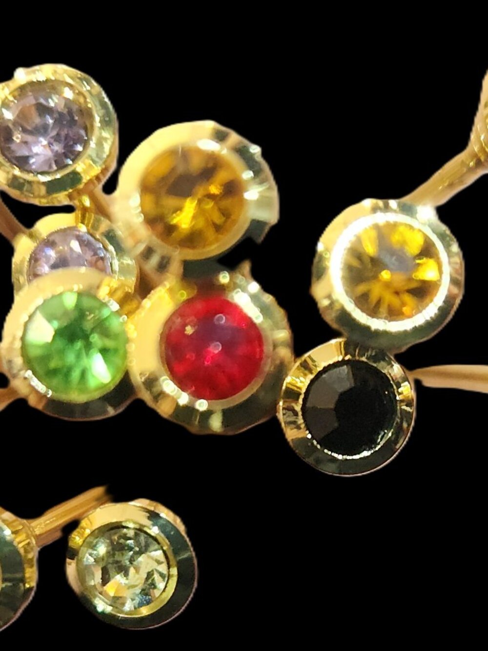 Collar Bar GOLDTONE JEWELED Ends CHOOSE COLOR Formal Equestrian Gentlemen